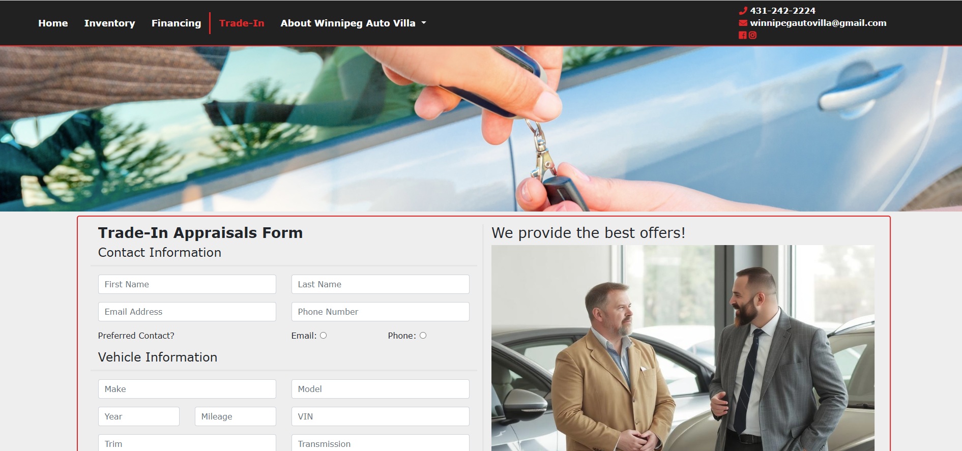 Winnipeg Auto Villa Website